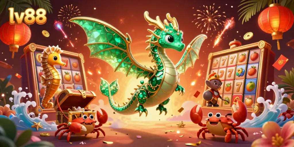 Experience thrilling gameplay at lv88 with vibrant slot reels, lucky symbols, and a magical underwater scene.